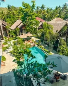 Ekas room balcony view at LMBK Surf House Lombok