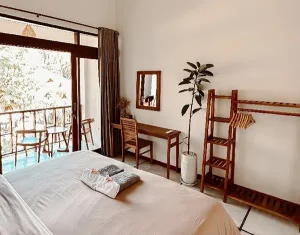 Ekas room interior detail at LMBK Surf House Lombok
