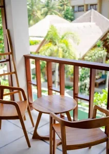 Ekas room balcony view at LMBK Surf House Lombok