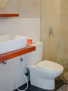 Ekas room bathroom view at LMBK Surf House Lombok