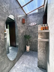 LMBK Surf House Seger Room bathroom view in Kuta Lombok