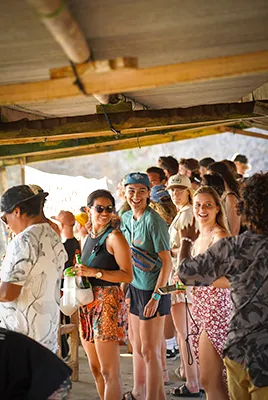 LMBK Surf House guests spending time with surf community in Kuta Lombok