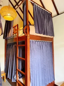 Luxury 4-bed dorm interior at LMBK Surf House Lombok